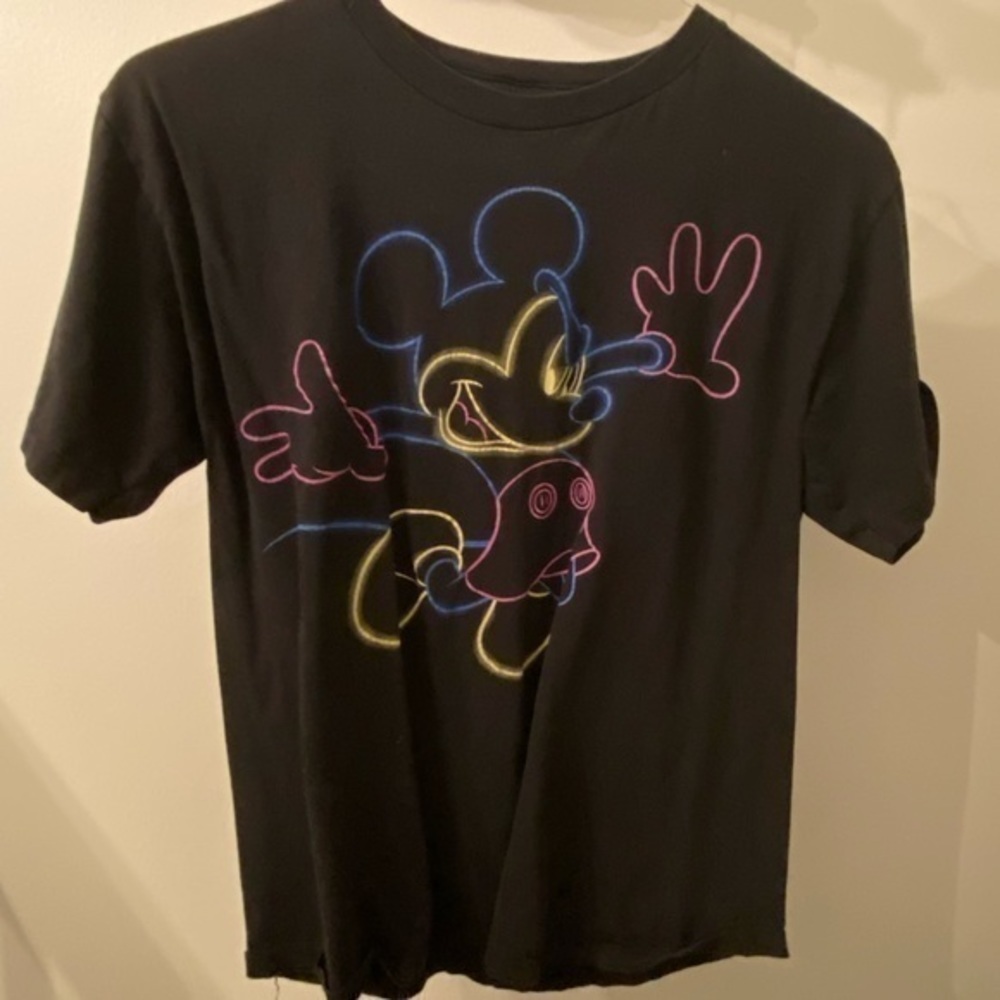 Disney Mickey Mouse Neon Vintage Graphic Tee Shirt Mens XL Retro